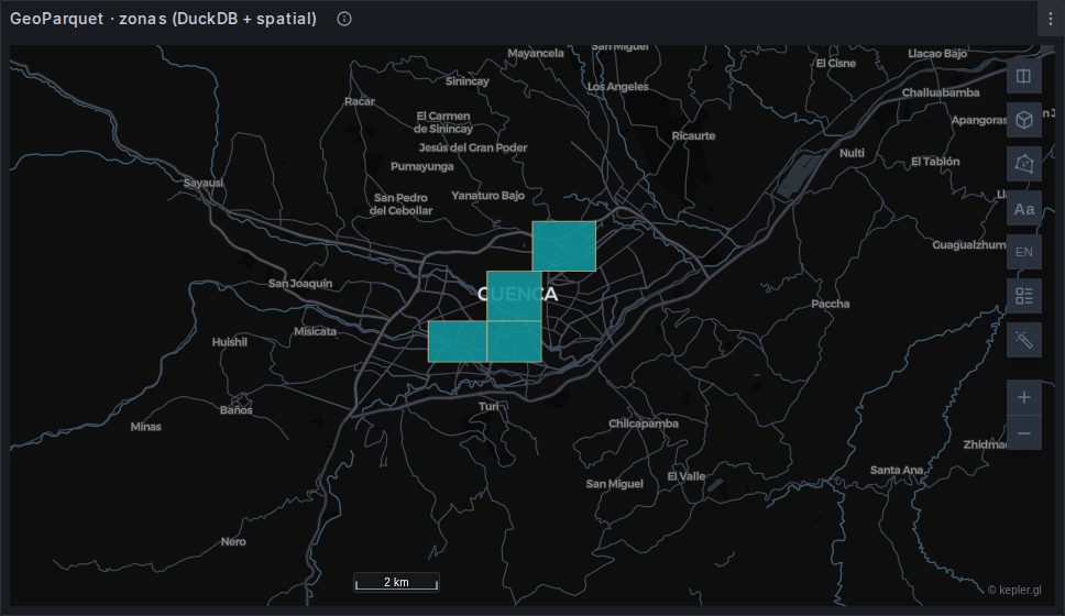 GeoParquet zones read by DuckDB